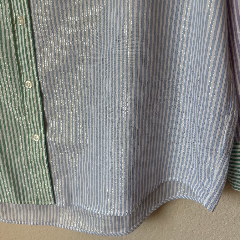 GAP Metallic Mixed Stripe Oversized Button Up Big… - image 8